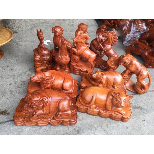 Bộ 12 con giáp gỗ hương cao cấp